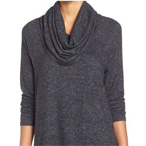 Gibson Dark Gray Cowl Neck Off Shoulder Lightweight Tunic Sweater XS